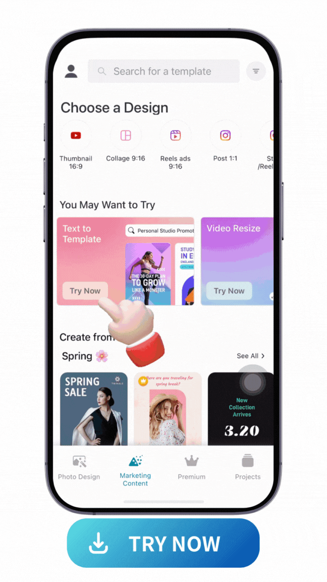 examples of Promeo's text to template feature to create Instagram ads